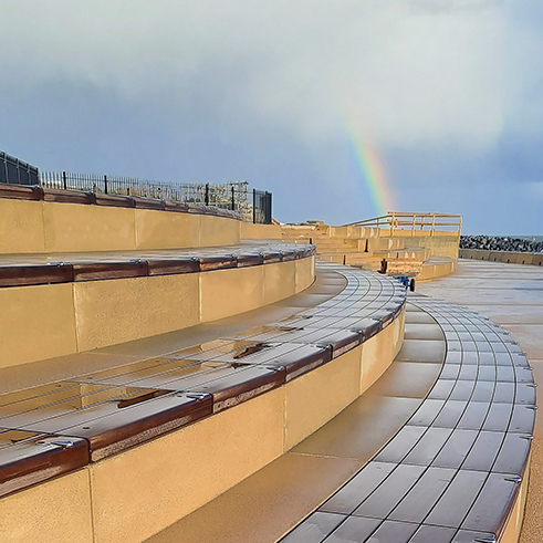 Image of concrete steps at the new part of the southsea coastal scheme