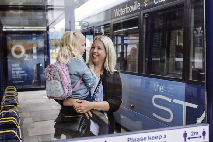 Family using bus network