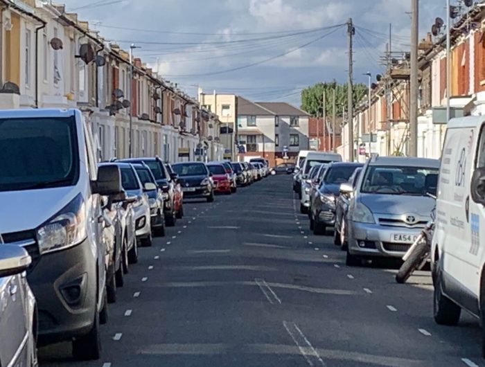 Cars parked in a portsmouth street