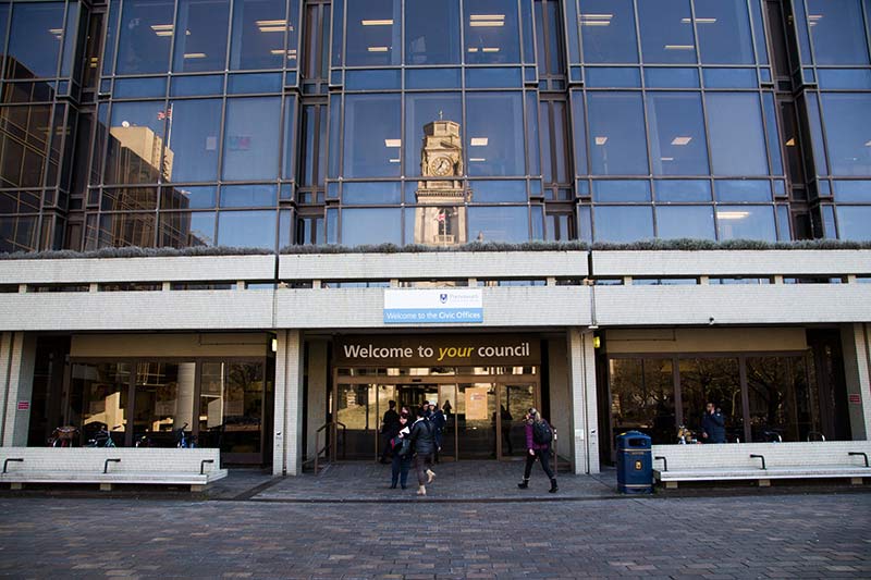 Outside perspective of the Portsmouth city council building